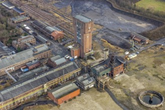 Aerial view with hammerhead tower in Ost Zeche Heinrich Robert colliery, CreativRevier in
