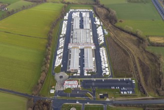 Aerial view DPD Hamm with DPD depot 0159 in Hamm, Ruhr area, North Rhine-Westphalia, Germany, DE,