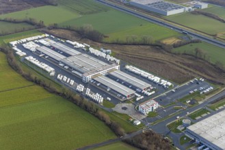 Aerial view DPD Hamm with DPD depot 0159 in Hamm, Ruhr area, North Rhine-Westphalia, Germany, DE,