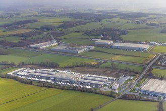 Aerial view DPD Hamm with DPD depot 0159 in Hamm, Ruhr area, North Rhine-Westphalia, Germany, DE,