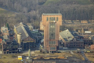 Aerial view with hammerhead tower at Ost Zeche Heinrich Robert colliery, CreativRevier in