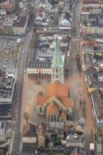 Aerial view evang. Pauluskirche with market place and city centre view in Hamm, Ruhr area, North