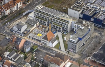 Aerial photo construction site Widumstraße with demolition for new WA office building,