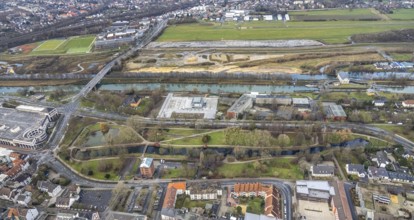 Aerial view construction area new water sports centre on Adenauerallee at Hammonense grammar school