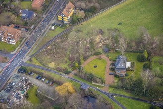 Aerial photo Haus Kentrop tree felling in the landscape conservation area in Hamm, Ruhr area, North