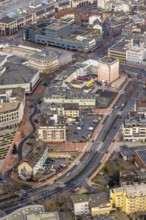 Aerial view city centre view commercial buildings Bahnhofstraße in Hamm, Ruhr area, North