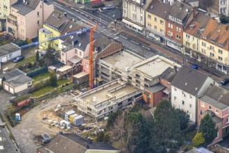 Aerial view construction site kindergarten Wilhelmstraße in Hamm, Ruhr area, North