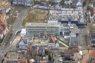 Aerial view construction site Widumstraße with demolition for new WA office building, Westfälischer