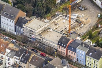 Aerial view construction site kindergarten Wilhelmstraße in Hamm, Ruhr area, North