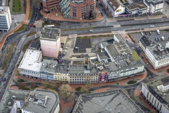 Aerial view city centre view commercial buildings Bahnhofstraße in Hamm, Ruhr area, North