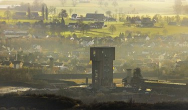 Aerial view with hammerhead tower in Ost Zeche Heinrich Robert colliery, CreativRevier in