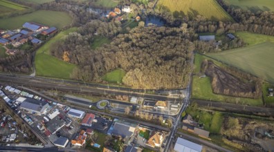 Aerial view Hamm-Bockum-Hövel railway station with surroundings in Hamm, Ruhr area, North