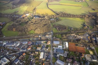 Aerial view Hamm-Bockum-Hövel railway station with surroundings in Hamm, Ruhr area, North