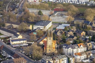 Aerial view Beisenkamp-Gymnasium und Pfarrei St. Franziskus von Assisi Church of Our Dear Lady in