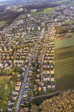 Aerial view residential area at Heideweg in Westtünnen in Hamm, Ruhr area, North Rhine-Westphalia,
