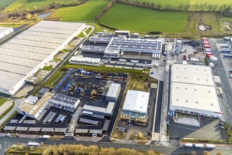 Aerial view southern extension of Rhynern industrial estate in Hamm, Ruhr area, North