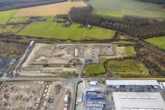 Aerial view construction site for Douglas distribution centre in the district Uentrop in Hamm, Ruhr
