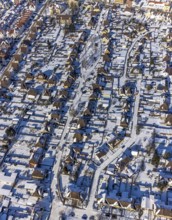 Aerial view, workers' settlement Maximilian, miners' settlement in winter, Uentrop, Hamm, Ruhr