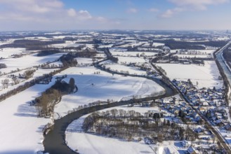 Aerial photo, Lippe, nature reserve, Lippe meander, Hamm-Datteln Canal, Uentrop, Hamm, Ruhr area,