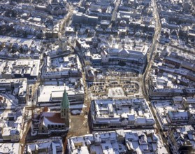 Aerial view, city centre Hamm, Evangelische Paulus-Kirche, pedestrian zone, Krankenhaus