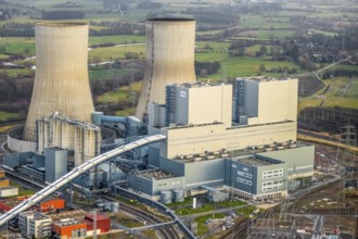 Aerial view of the RWE Westfalen power plant in Uentrop in Hamm, Ruhr area, North Rhine-Westphalia,
