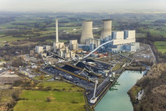 Aerial view of the RWE Westfalen power plant in Uentrop in Hamm, Ruhr area, North Rhine-Westphalia,