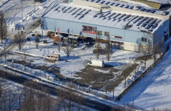Aerial view, ice rink, winter, snow, Uentrop, Hamm, Ruhr area, North Rhine-Westphalia, Germany, DE,