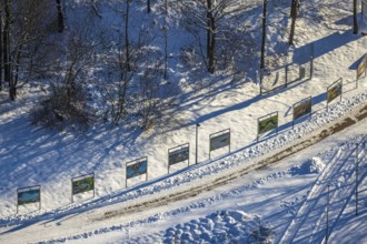 Aerial photo, Maximilian-Park, snow, winter, Uentrop, exhibition aerial photos Hans Blossey, Hamm,