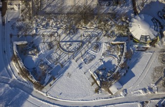 Aerial view, Maximilian-Park, snow, winter, Uentrop, Hamm, Ruhr area, North Rhine-Westphalia,
