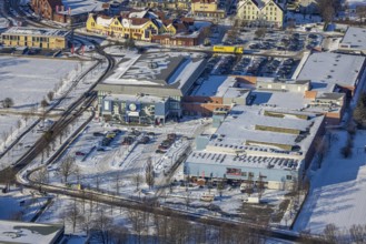 Aerial view, Westpress-Arena, ice rink, winter, snow, Uentrop, Hamm, Ruhr area, North