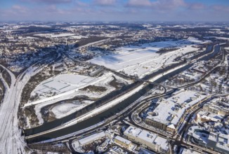 Aerial photo, Hamm EDLH airfield, Lippe, Datteln-Hamm canal, bridge federal road B63 Münsterstraße,