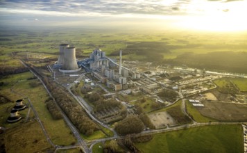 Aerial view of the RWE Westfalen power plant in Uentrop in Hamm, Ruhr area, North Rhine-Westphalia,