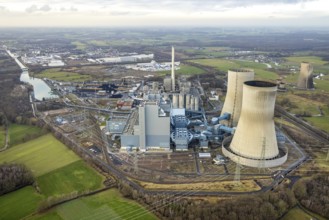 Aerial view of the RWE Westfalen power plant in Uentrop in Hamm, Ruhr area, North Rhine-Westphalia,