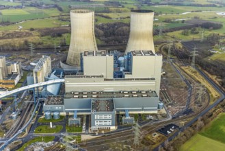 Aerial view of the RWE Westfalen power plant in Uentrop in Hamm, Ruhr area, North Rhine-Westphalia,