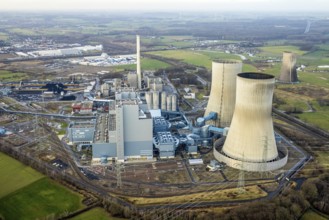 Aerial view of the RWE Westfalen power plant in Uentrop in Hamm, Ruhr area, North Rhine-Westphalia,