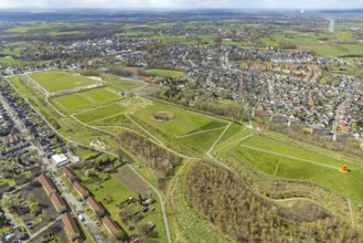 Aerial view, Lippepark Hamm - Schacht Franz, Herringen, Hamm, Ruhr area, North Rhine-Westphalia,