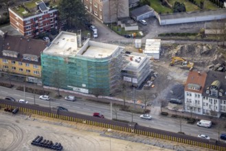 Aerial view, new community centre Wilhelmstraße, new building, centre, Hamm, Ruhr area, North