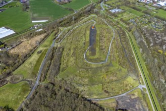 Aerial view, Humbert spoil tip with spoil tip sign, Herringen, Hamm, Ruhr area, North