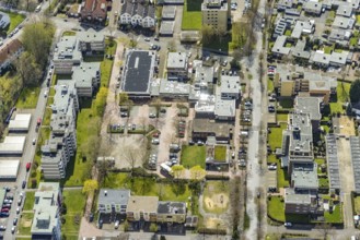 Aerial view, Pelkumer Platz, Pelkum, Hamm, Ruhr area, North Rhine-Westphalia, Germany, DE, Europe,