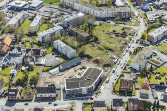 Aerial view, construction area Waldenburger Straße, Herringen, Hamm, Ruhr area, North