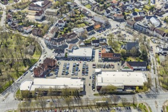 Aerial view, Lippecarree shopping centre at Herringer Markt, Evangelical St. Victor Church,