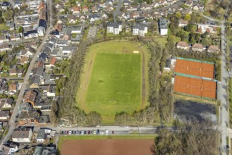 Aerial view, GlückaufStadion und Tennisclub Herringen tennis courts, Herringen, Hamm, Ruhr area,