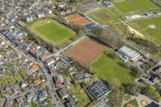 Aerial view, GlückaufStadion und Tennisclub Herringen tennis courts, Herringen, Hamm, Ruhr area,