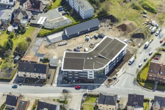 Aerial view, construction area Waldenburger Straße, Herringen, Hamm, Ruhr area, North