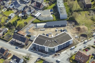 Aerial view, construction area Waldenburger Straße, Herringen, Hamm, Ruhr area, North