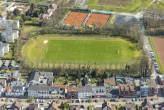 Aerial view, GlückaufStadion und Tennisclub Herringen tennis courts, Herringen, Hamm, Ruhr area,