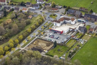 Aerial view, construction site next to Netto Markt Afyonring, Heessen, Hamm, Ruhr area, North