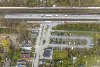 Aerial view, Heessen station, Heessen, Hamm, Ruhr area, North Rhine-Westphalia, Germany, railway