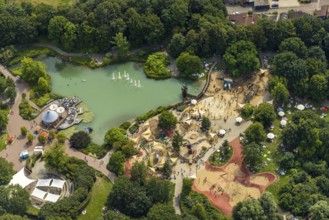 Aerial view, Maximilianpark with fountain pond in Uentrop, Hamm, Ruhr area, North Rhine-Westphalia,