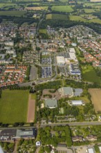 Aerial view, green area Werries with Freiherr-vom-Stein-Gymnasium Hamm, Westpress Arena and ice